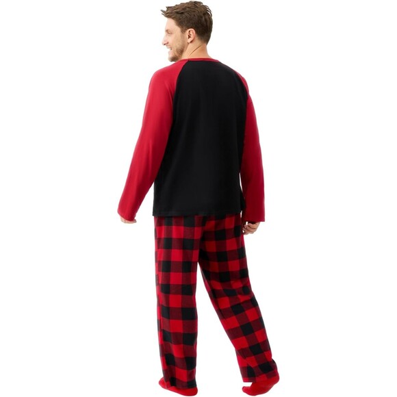 Giggling Getup Red Black Plaid Adult Mens Christmas Pajamas Set XL - Picture 3 of 7